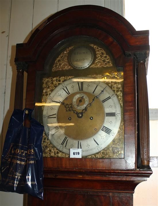 W.Brown, Harlestone.  Early 19th century mahogany 8 day longcase clock(-)